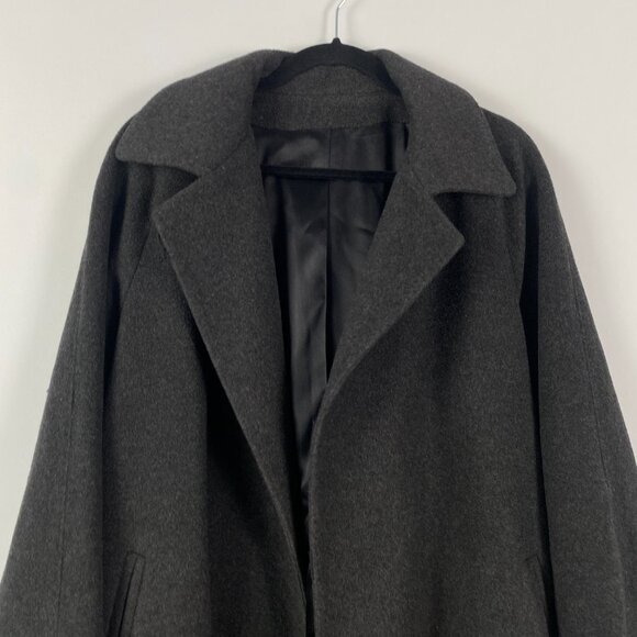 Fleurette Cashmere Merino Wool Coat Size 10 Charcoal Gray Open Front Pockets - Picture 2 of 11